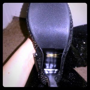 Thigh high bling boots with heel
